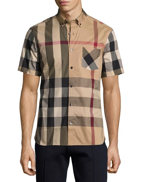 burberry check shirt mens|Burberry short sleeve shirt men.